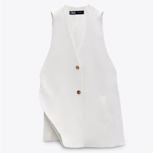 Zara White Vest Gold Buttons